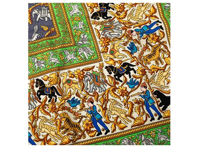 Sciarpa in seta Hermès Blue Chasse en Inde 90 Blu navy - vista 5