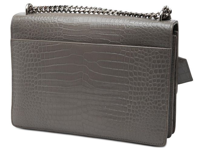 Bolsa transversal Saint Laurent Monogram Sunset em couro cinza com relevo de crocodilo Large Marrom - vista 2