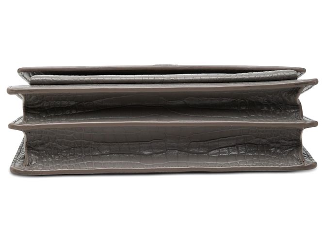 Bolsa transversal Saint Laurent Monogram Sunset em couro cinza com relevo de crocodilo Large Marrom - vista 3