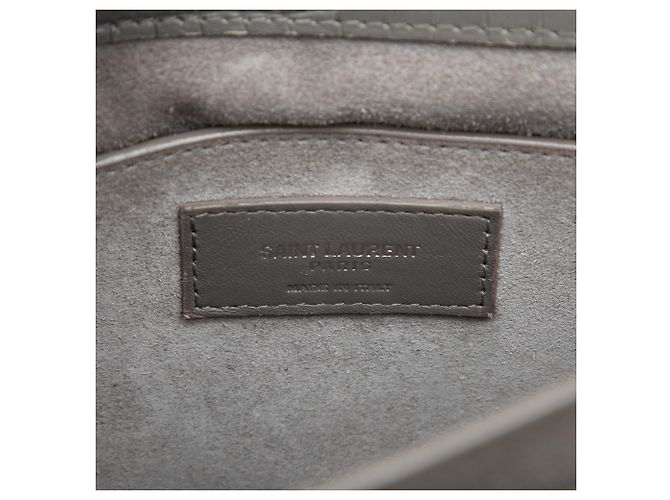 Bolsa transversal Saint Laurent Monogram Sunset em couro cinza com relevo de crocodilo Large Marrom - vista 5
