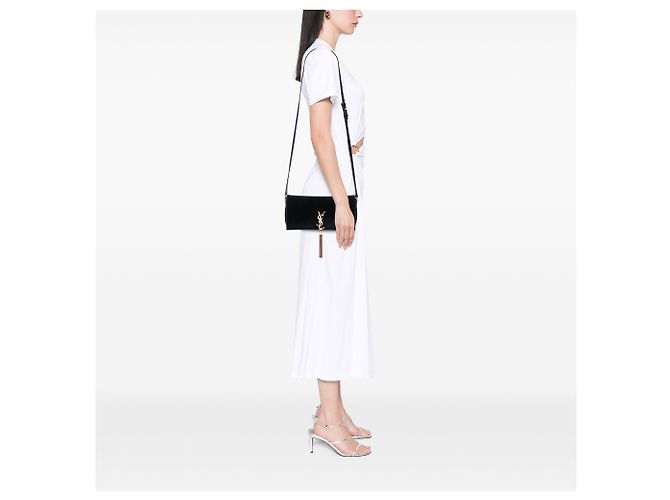Borsa Saint Laurent Kate 99 Monogram in scamosciato nero - vista 6