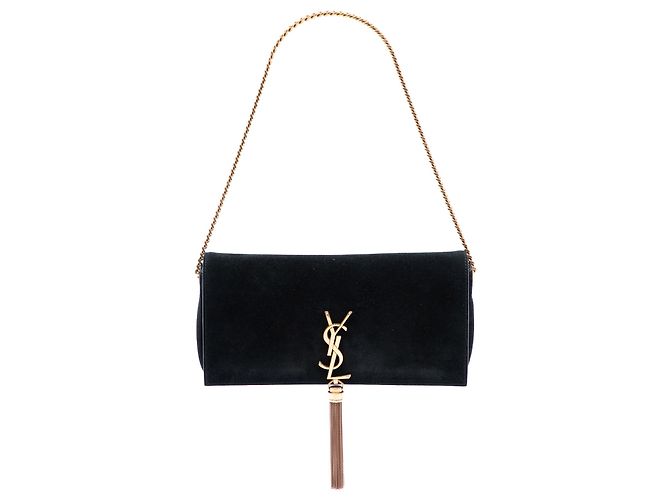 Borsa Saint Laurent Kate 99 Monogram in scamosciato nero - vista 7