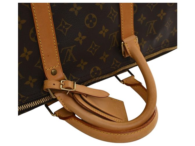 Louis Vuitton Marrone Monogram Keepall Bandouliere 50 - vista 13