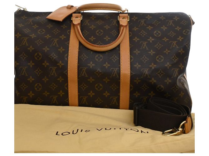 Louis Vuitton Marrone Monogram Keepall Bandouliere 50 - vista 15