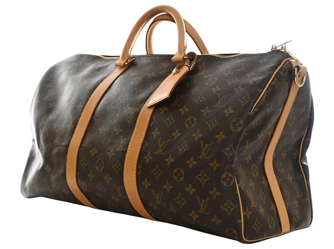 Louis Vuitton Marrone Monogram Keepall Bandouliere 50 - vista 3