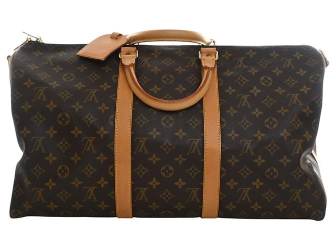 Louis Vuitton Marrone Monogram Keepall Bandouliere 50 - vista 4
