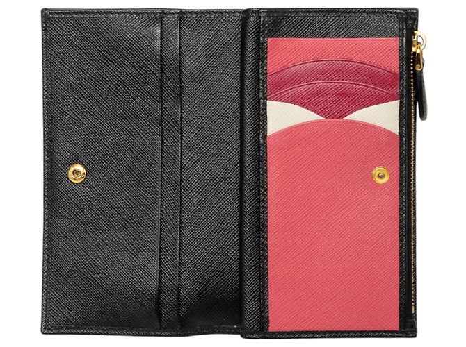 Prada Black Saffiano Bifold Long Wallet - view 4
