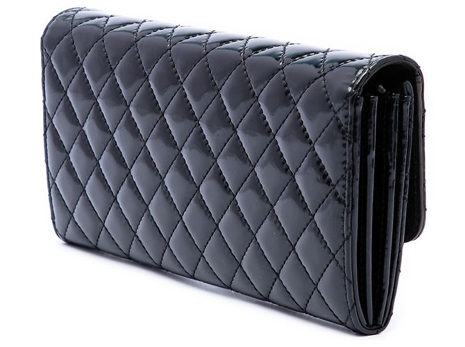 Wallet On Chain Portafoglio con Catena Chanel Black CC Quilted Patent East West Nero - vista 2