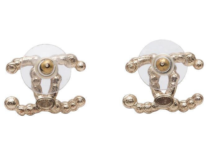 Orecchini Chanel Gold CC placcati oro perle finte e strass con chiusura a perno D'oro - vista 2