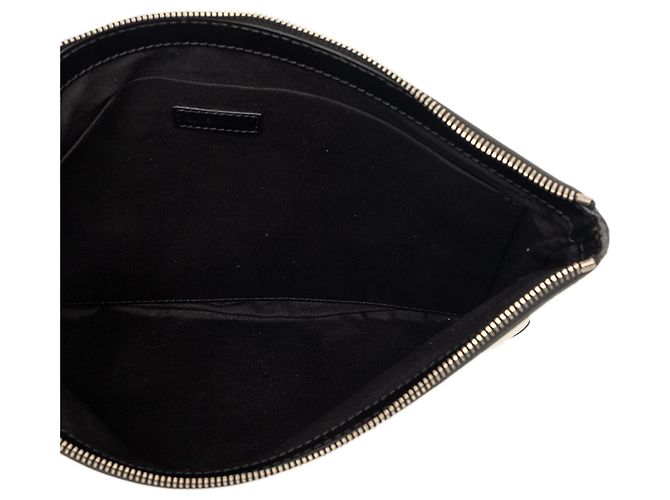 Clutch Balenciaga in tela marrone e blu navy con chiusura a clip M - vista 4