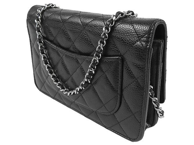 Chanel Black CC gestepptes Caviar Wallet on Chain Schwarz - Ansicht 2