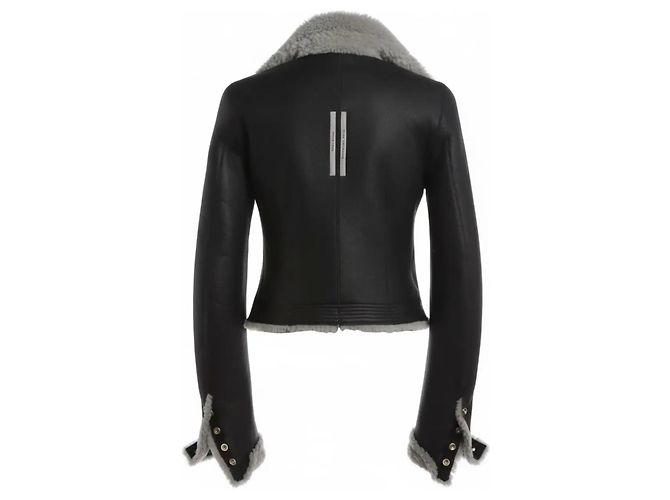 Rick Owens Wendbare Lederjacke mit Lammfell Schwarz - Ansicht 2
