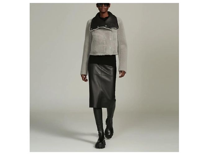 Rick Owens Wendbare Lederjacke mit Lammfell Schwarz - Ansicht 5
