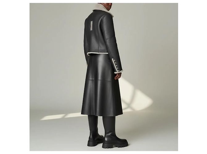 Rick Owens Wendbare Lederjacke mit Lammfell Schwarz - Ansicht 7