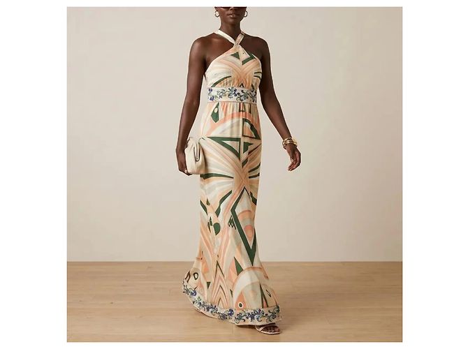 Emilio Pucci Maxikleid Geometrischer Print Pink Mehrfarben Beige Grün - Ansicht 2