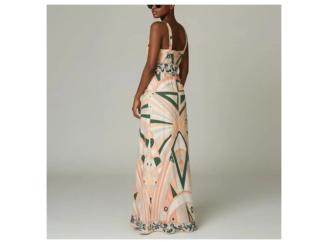 Emilio Pucci Maxikleid Geometrischer Print Pink Mehrfarben Beige Grün - Ansicht 3