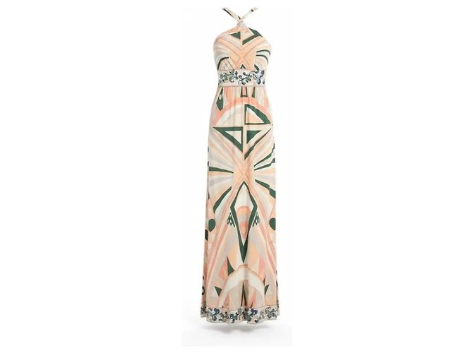 Emilio Pucci Maxikleid Geometrischer Print Pink Mehrfarben Beige Grün - Ansicht 4