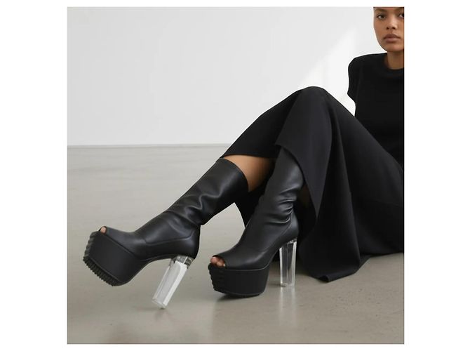 Rick Owens Botas Minimal Grill Stretch Plataforma - Negro - vista 4