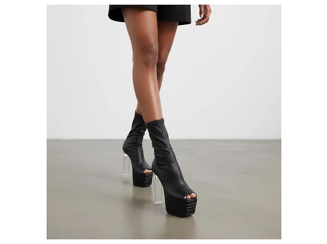 Rick Owens Botas Minimal Grill Stretch Plataforma - Negro - vista 5