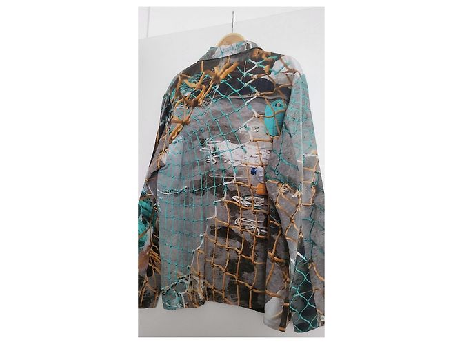 Autre Marque Camicia in seta stampata Serapis Grigio - vista 3