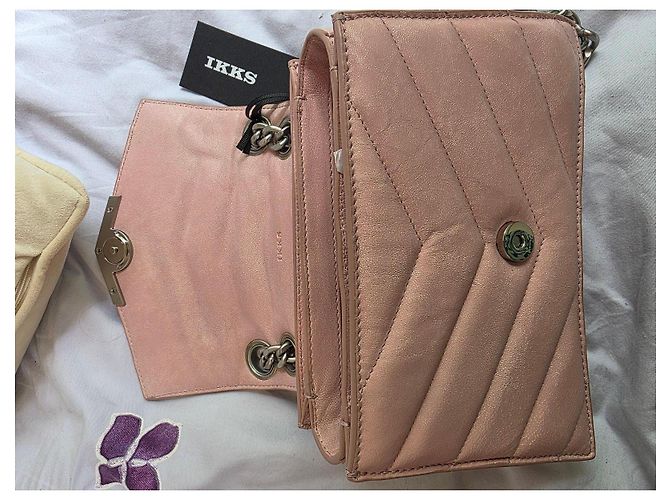 Borsa a mano IKKS in pelle rosa Argento - vista 17