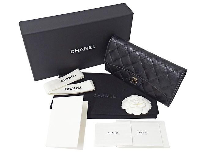 Timeless Chanel Matelassé Long Wallet Schwarz - Ansicht 7