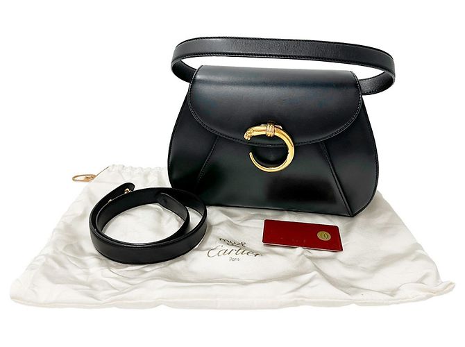 Bolsa de mão Cartier Panthère em couro preto - vista 6