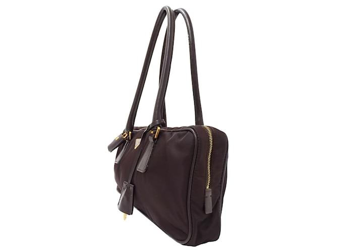 Borsa in nylon marrone scuro Prada - vista 4
