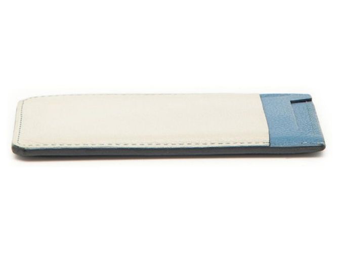 Hermès Tarjetero Hermes City 4CC Beige Azul marino - vista 4