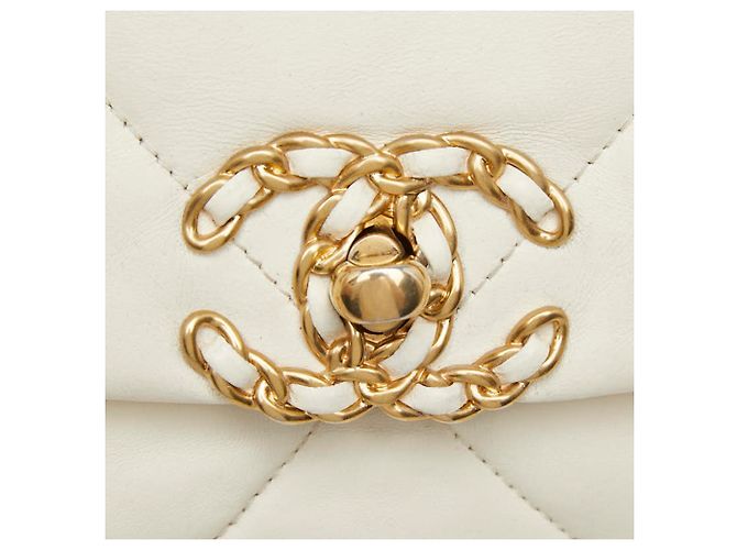 Borsa a tracolla Chanel Coco Mark 19 Chain Bianco - vista 9