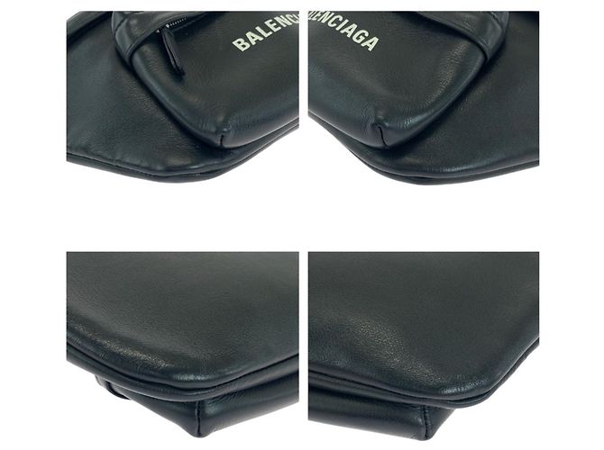 Borsa a tracolla in pelle nera con stampa logo Everyday Balenciaga Nero - vista 3