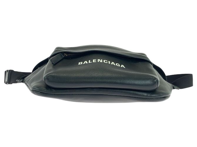 Borsa a tracolla in pelle nera con stampa logo Everyday Balenciaga Nero - vista 9