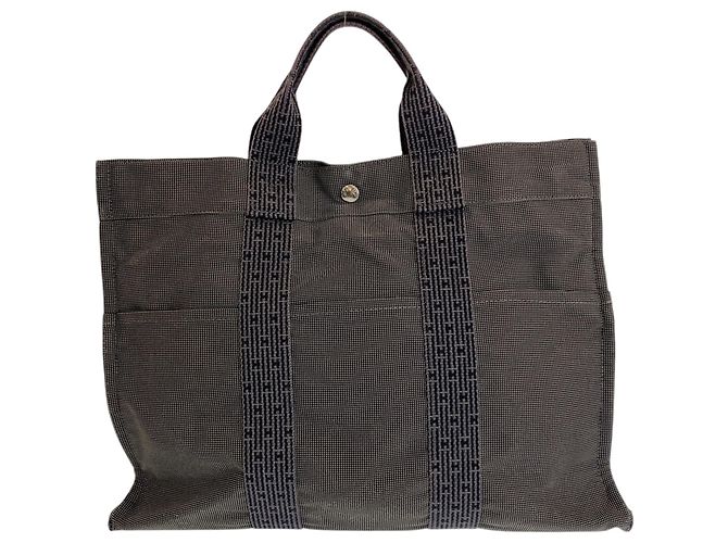 Hermès Hermes Herline MM Canvas Tote Bag in Grau Braun - Ansicht 2