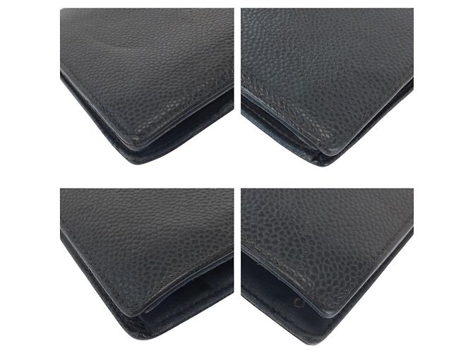 Timeless Chanel Vintage Coco Mark Black Caviar Leather Long Wallet - view 3
