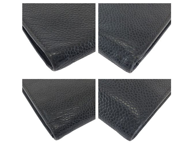 Timeless Chanel Vintage Coco Mark Black Caviar Leather Long Wallet - view 4