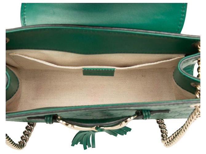 Borsa a Spalla Gucci Guccissima Emily Tassel Charm Chain Verde - vista 4