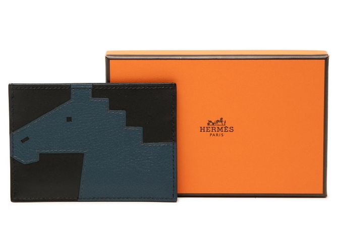Hermès Tarjetero Hermes Cheval Pict Negro Azul marino - vista 7