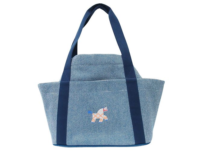 Hermès Tote Bag Animaux Natte Hermes Blu - vista 3