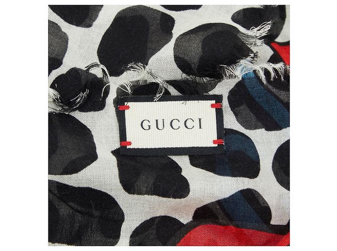 Gucci Polka Dot Strawberry Schal Schwarz Weiß Mehrfarben - Ansicht 2