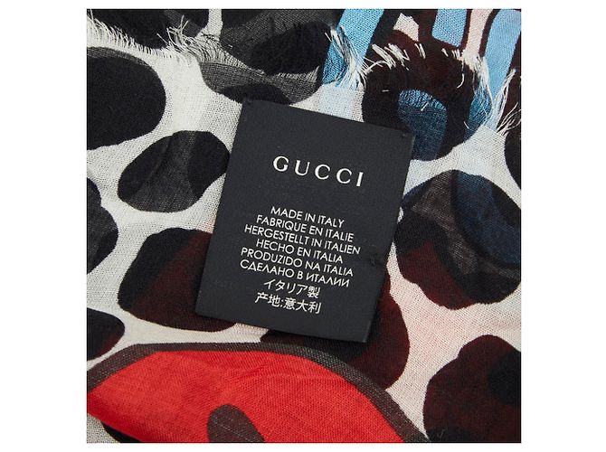 Gucci Polka Dot Strawberry Schal Schwarz Weiß Mehrfarben - Ansicht 3
