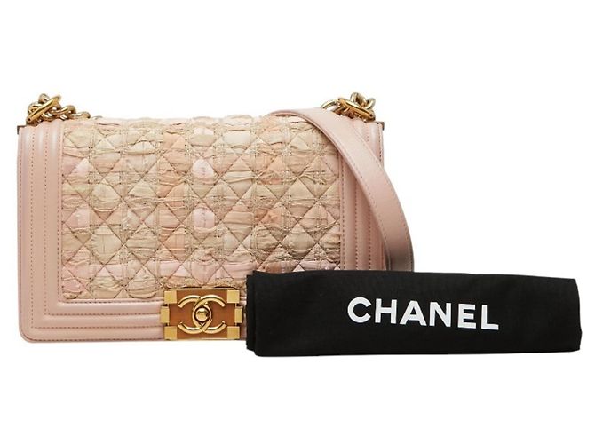 Bolso de hombro de tweed rosa Chanel - vista 15
