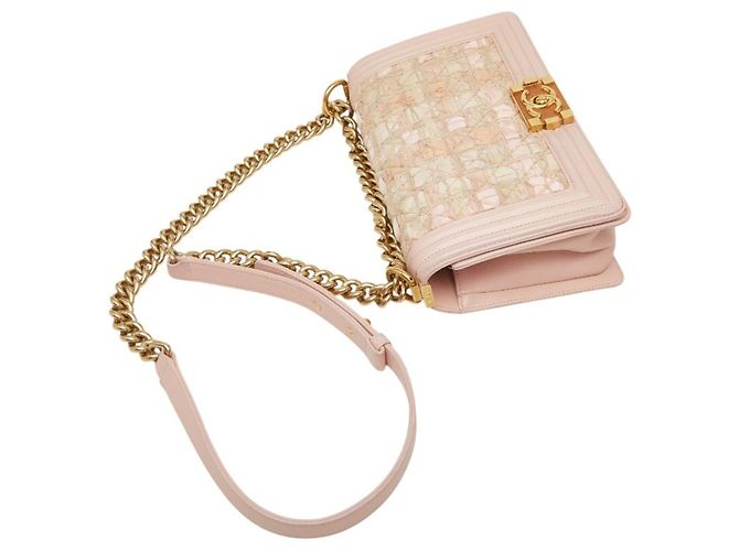 Bolso de hombro de tweed rosa Chanel - vista 8