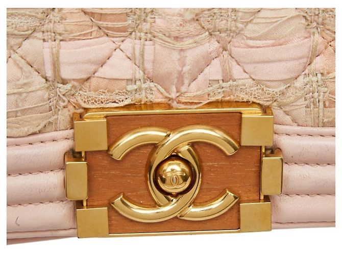 Bolso de hombro de tweed rosa Chanel - vista 9
