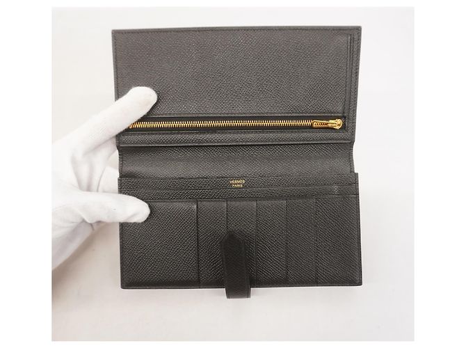 Cartera larga Hermès Bearn Soufflet Negro - vista 3