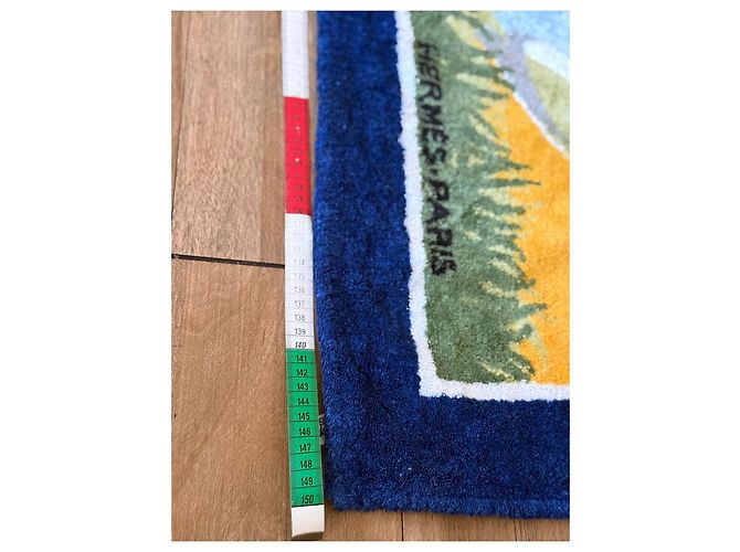 Asciugamano in cotone Hermès motivo pulcinella di mare - Blu e Giallo Bianco Verde Grigio - vista 8