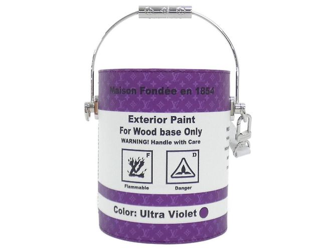 Borsa Louis Vuitton LV Paint Can Bianco Porpora - vista 2