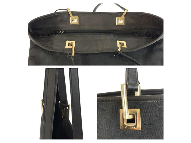 Gucci GG Canvas Leder Tote Bag Schwarz - Ansicht 5