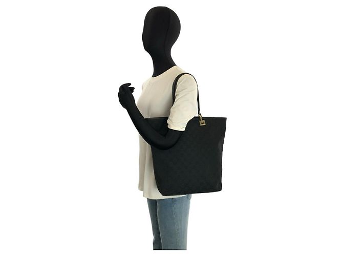 Gucci GG Canvas Leder Tote Bag Schwarz - Ansicht 6