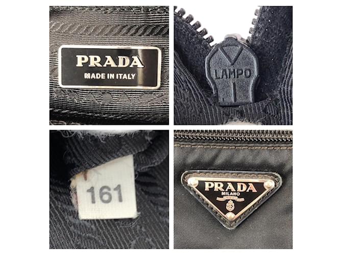 Borsa a Spalla Prada Nylon Tessuto Triangle Logo Nero - vista 4