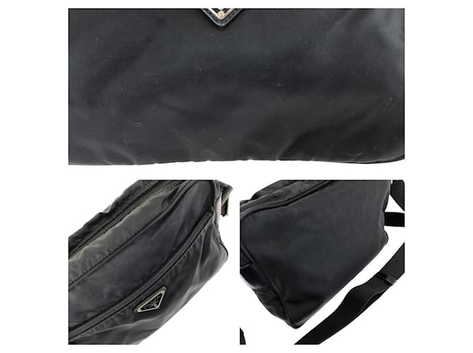 Borsa a Spalla Prada Nylon Tessuto Triangle Logo Nero - vista 5